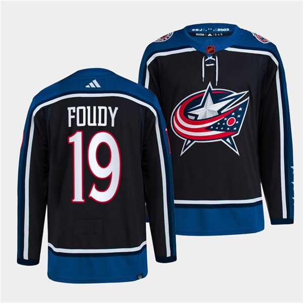Men%27s Columbus Blue Jackets #19 Liam Foudy Navy 2022 Reverse Retro Stitched Jersey Dzhi